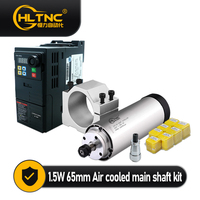 Kit moteur de broche refroidi par air 1,5 kW 65 mm HS320 avec variateur de fréquence (VFD) à vitesse variable et réversible, pince ER11 pour routeur de fraisage CNC - Stock Pologne