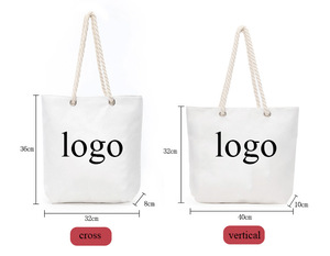 Custom Logo <strong>Printed</strong> Personalised Oversize White Canvas Beach <strong>Tote</strong> <strong>Bag</strong> Natural Color Rope Handle Large Beach <strong>Tote</strong> <strong>Bag</strong> - Product Image 2