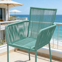 Fauteuil à bascule moderne en osier, confortable, écologique, léger, pour jardin, restaurant, extérieur, en corde verte, pour parc