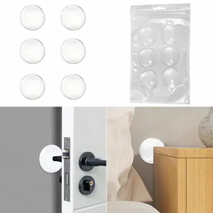 Protecteurs muraux auto-adhésifs de butée de porte 6 pièces-Protections de pare-chocs en caoutchouc souple et transparent pour la maison et le bureau, absorbant les chocs - Product Image 2