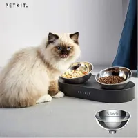 Petkit 15 derece ayarlanabilir seramik lüks tasarımcı paslanmaz çelik yükseltilmiş çift kedi su yemek kasesi Pet besleyici kediler için