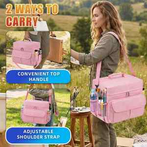 Sac de rangement polyvalent pour peinture acrylique avec séparateurs ajustables pour bouteilles de différentes tailles, étui de rangement pour fournitures artistiques - Product Image 6