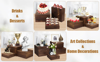 Lot de 6 présentoirs en bois: supports carrés pour gâteaux/cupcakes, buffet et décoration intérieure