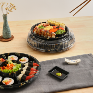 Einweg-Kunststoff Hochwertige Take Out to Go Lebensmittel verpackungs boxen Runde Sushi-Tablett Sushi-Platte - Product Image 1