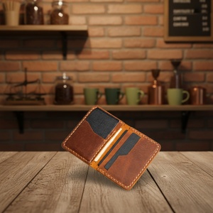 Boshiho Handmade Cowhide Leather Id <b>Card</b> <b>Holder</b> <b>Wallet</b> Crazy Horse Credit <b>Cards</b> <b>Wallets</b> for Id <b>Cards</b> Minimalist Design - Product Image 2