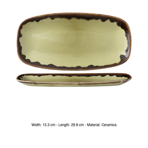 Plateau de service rectangulaire Harvest Green 30 × 15,3 cm en céramique Dudson Ceramicadecoratamano - Product Image 3