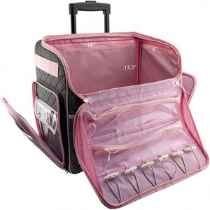 Free Sample Custom Design Sewing Machine Storage Case Trolley <b>Bag</b> with <b>Wheels</b> - Product Image 3