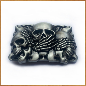 ปืนโลหะผสมสังกะสีสุดเท่ห์หัวเข็มขัดแบบไม่มีจุดทาสีหัวกะโหลกโลหะสลักด้วย3D สีดำ - Product Image 4