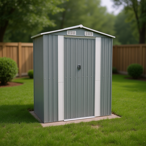 Casetta da Giardino in Acciaio Zincato Grigio Chiaro 75.6x42.5x87.8 Soluzione di Stoccaggio - Product Image 2