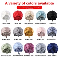 Bonnet de nuit double couche réglable en satin rayé effet soie pour soin capillaire et maquillage
