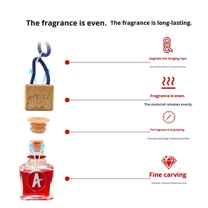 Diffuseur de parfum pour voiture Astree, flacon en verre suspendu avec bouchon en bois, longue durée, rechargeable, pour rétroviseur, OEM - Product Image 4