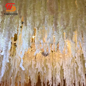 Diseño de decoración de boda, guirnalda de vid de glicina blanca, flor de cerezo artificial, decoración de flores colgantes para techo - Product Image 3