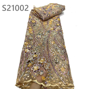 Chocoo bán buôn Nigeria Sequins ren vải 2024 mới nhất Phi đám cưới thêu vải tuyn ren vải - Product Image 1