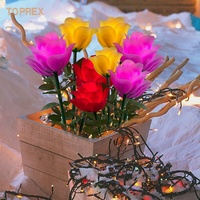 Lampe de nuit 3D TOPREX pour le festival de Noël, rose dynamique avec feuilles, fleurs de lotus artificielles