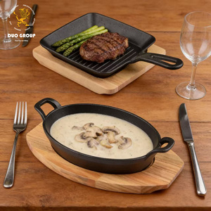 Piastra per Bistecche <span class=keywords><strong>in</strong></span> <span class=keywords><strong>Ghisa</strong></span> con Base <span class=keywords><strong>in</strong></span> Legno, Padella per Bistecche, Piastra per Fajita - Product Image 3