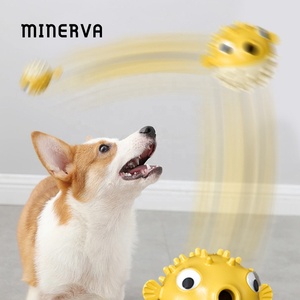 Minerva toptan gıcırtılı Blowfish Pet sızdıran gıda köpek oyuncak topu taşlama diş temizleme topu bulmaca interaktif eğitim köpek oyuncaklar - Product Image 4