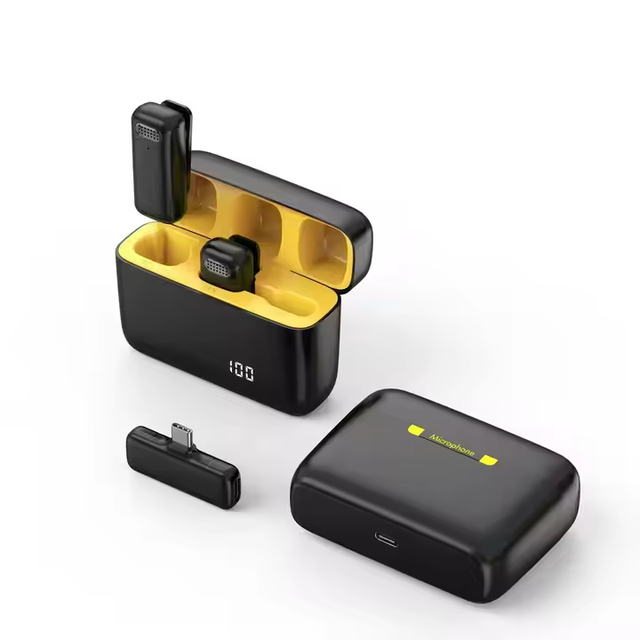 Internet Celebrity Live Audio Video Portable Noise Cancelling Lapel Mic Wireless Dual Lavalier Microphone With Charging Case