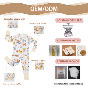 Großhandel RTS Baby kleidung Bambus Pyjamas Neugeborene bedruckte Sleeper Onesie Baby Jungen Mädchen Overall Kleinkinder Reiß verschluss Stram pler - Product Image 4