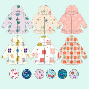 Новая дизайнерская куртка для девочек с капюшоном, кружевной отделкой, милым дизайном, длинными рукавами, быстрым образцовосъемом, поддержка индивидуального заказа, детская верхняя одежда - Product Image 1