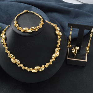 Fashion Bridal Jewelry 18K Gold Plated Brass Zircon Flower Ball Necklace <b>Bracelet</b> Ring Earrings Wedding & Party <b>Set</b> - Product Image 3