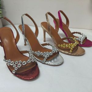 Handmade Custom Design Crystal Rhinestone Sandalias De Slingback High <b>Heel</b> for Sexy Women Shoes - Product Image 6