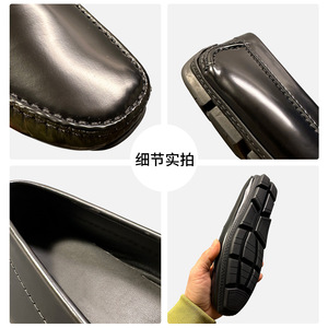 Men's Leather Loafers Black Flat Heel Horsebit Buckle <b>Slip</b> <b>On</b> Fashion Casual Shoes - Product Image 4