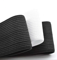 Noir Blanc Polyester Tricot Plat Élastique Taille Bande 0.5 cm à 6.5 cm Largeur Extensible En Caoutchouc Soie Ruban Tissu Chaussures Sangle