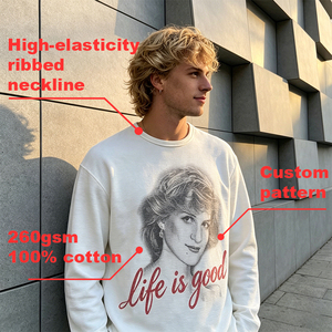 Maglietta Personalizzata con Stampa DTG, Cotone Pesante Oversize, Collo Tondo, Bianca, <span class=keywords><strong>Termica</strong></span>, a Nido d'Ape, <span class=keywords><strong>Manica</strong></span> <span class=keywords><strong>Lunga</strong></span>, Lavabile all'Acido per Uomo - Product Image 3