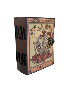 Carnet en cuir fait main The Lovers Tarot, style vintage, avec couverture gaufrée, pages vierges pour écrire, dessiner et croquis - Product Image 6