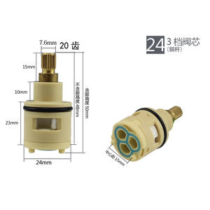 Noyau de vanne de séparation d'eau en céramique et plastique à trois vitesses de 24 mm, pièces de vanne de robinet commutable à 3 vitesses, vente en gros pour douches - Product Image 2