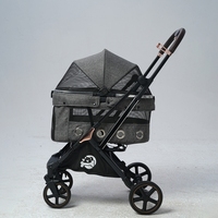 Poussette pour animaux de compagnie double réglable et confortable avec conception respirante étanche pliable avec type déodorant fixe