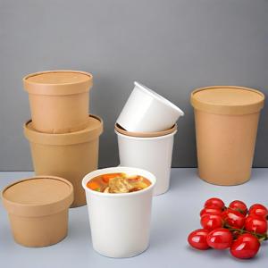 Bol à soupe en papier kraft épaissi jetable à emporter bol à bouillie emballée seau à soupe rond tasse à soupe - Product Image 4