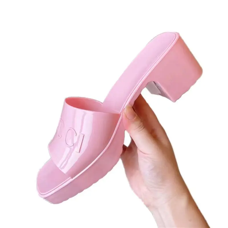 Luxury Sandals Women Shoes Slipper PVC Outdoor High Heel Slipper Jelly Sandal Fashion Women's rubber slide sandal