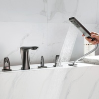 Ensemble de robinetterie de douche pour baignoire Aideal, noir, poignée unique, cartouche en céramique, modes de pulvérisation massage/pluie/doux, laiton, luxe, 5 pièces