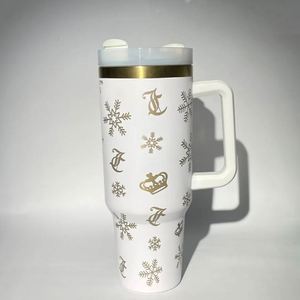 40oz Tumbler with Handle and Straw Black Insulated Travel Mug Iced Coffee <b>Cup</b>, Reusable Stainless Steel Insulated Water Bottle - Product Image 1