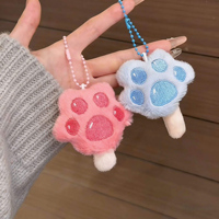Porte-clés en peluche super doux et moelleux en forme de patte de chat, sensoriel, amusant, chaud et confortable, pendentif pour sac et sac à main