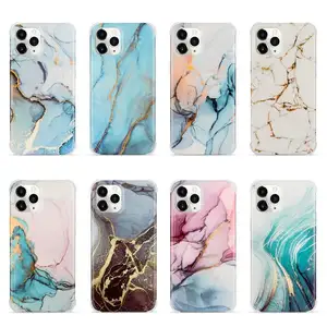 Casing ponsel lembut marmer Matte emas mengalir Anti sidik jari kualitas tinggi untuk iPhone 15 14 13 casing grosir menarik Glitter