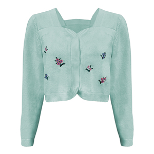 Maglione a manica lunga floreale di moda primavera personalizzato bianco ricamato da donna all'ingrosso Cardigan lavorato a <span class=keywords><strong>maglia</strong></span> corta da donna - Product Image 3