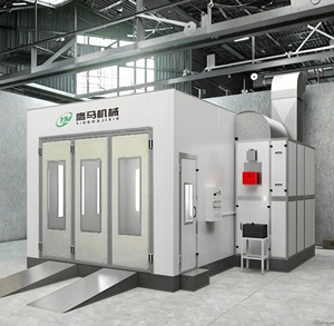 Cabine de <span class=keywords><strong>peinture</strong></span> automobile à chauffage diesel sans base <span class=keywords><strong>au</strong></span> sol, ventilateur haute puissance, semi-ascendant, finition aluminium, porte artisanale, certifiée CE - Product Image 2