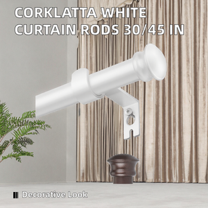 Supports de tringle à rideau décoratifs CorkLatta en acier inoxydable blanc, 30/45 pouces, diamètre 5/8 pouce, pour chambre et salon - Product Image 3