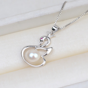 Pendentif en argent S925 en forme de cygne avec support vide pour perle de 8-9 mm, accessoire semi-bijou personnalisé pour cheveux pour femme - Product Image 2