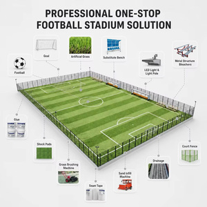 Gazon synthétique de football avec support en PU, hauteur de poils de 15 mm à 60 mm, 10 500 à 31 500 points, kit de protection antichoc, usine de gazon synthétique - Product Image 2