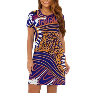 Minivestido informal de manga corta con estampado de puntos de Australia OEM para mujer, suministro de fábrica, vestidos de mujer de talla grande con logotipo personalizado australiano