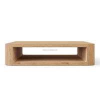 Table basse carrée FERLY de luxe, artisanale, pour salon, avec étagère ouverte, en chêne blanc brossé