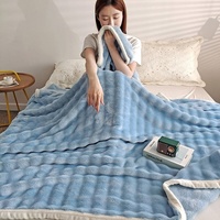 Plaid léger en fausse fourrure de vison, couverture douce en polaire corail avec teinture réactive pour dortoir étudiant, repos au bureau et vente en gros