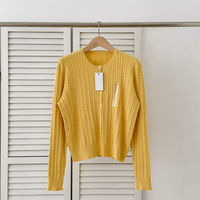 Cardigans en tricot 100 % coton de luxe pour femmes, anti-bouclage, col rond, boutonnés, pour tenues quotidiennes