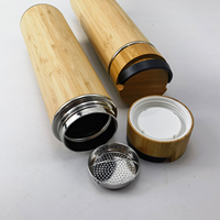 Grosir botol air bambu ramah lingkungan botol termos baja tahan karat dinding ganda terisolasi termos vakum