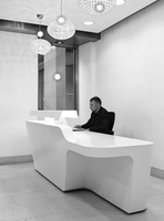 Comptoir de réception de salon de beauté, comptoir de bar avant, personnalisable, blanc, incurvé, avec éclairage LED, vente chaude