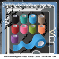 Gondiane 9 Pack 2" X 5 Yard Perban Kain Nonwoven Medis Perekat Diri untuk Penyangga Olahraga Pergelangan Kaki/Pergelangan Tangan/Jari