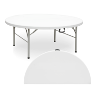 Tables rondes pliantes en plastique pour mariage, banquet, événement, 10 places, blanches, 180 cm, robustes, durables, pliables, de bureau, 6 pieds, 72 pouces